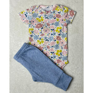 Baby Child of Mine by Carter's Matching Set Newborn White Floral Blue